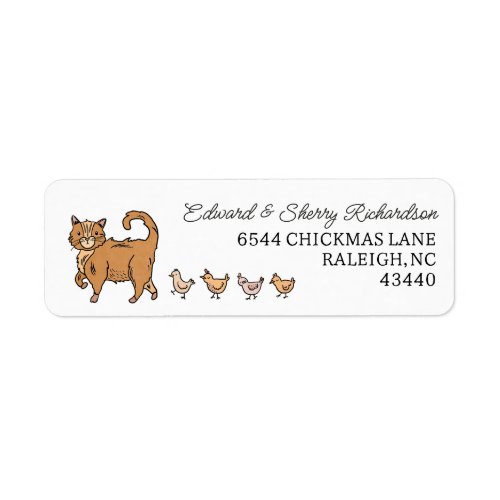 Ginger Cat and Chicks Return Address Label