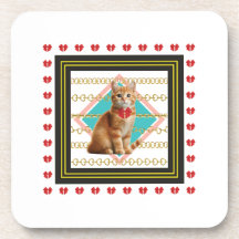 Ginger cat and Golden chain Hard plastic coaster