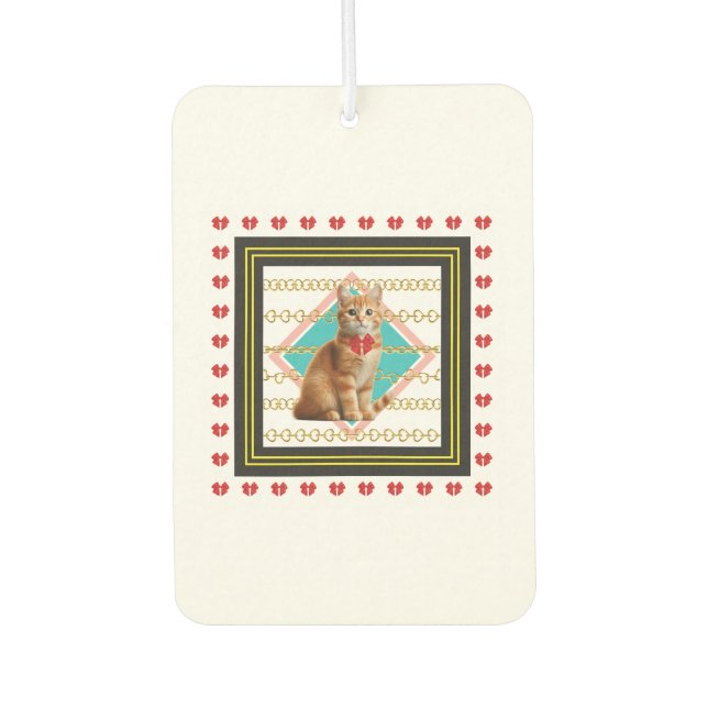 Ginger cat and Golden chain Hard plastic coaster Air Freshener (Front)