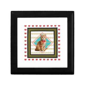 Ginger cat and Golden chain Hard plastic coaster Gift Box