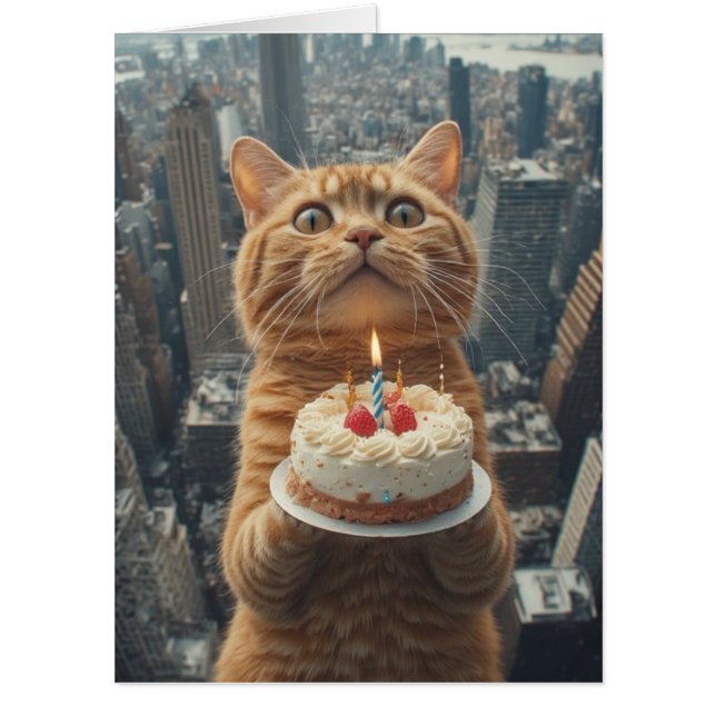 GINGER CAT BIG BIGGEST BIRTHDAY GREETING Card (Front)