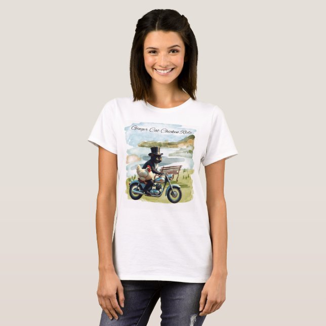 Ginger Cat Chicken Ride T-Shirt (Front Full)