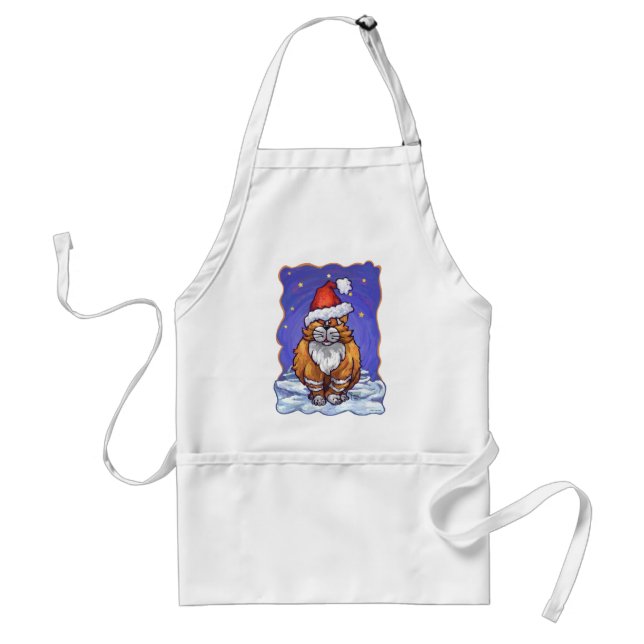 Ginger Cat Christmas Adult Apron (Front)