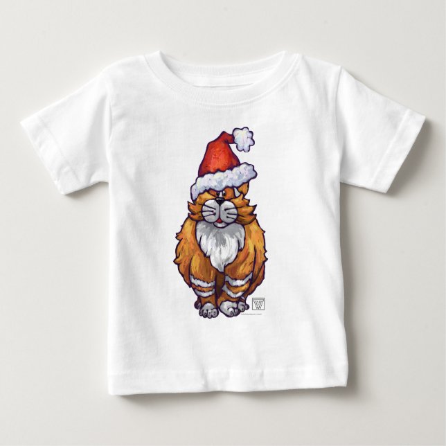 Ginger Cat Christmas Baby T-Shirt (Front)