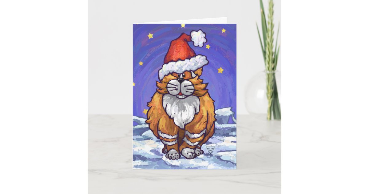 Ginger Cat Christmas Holiday Card Zazzle