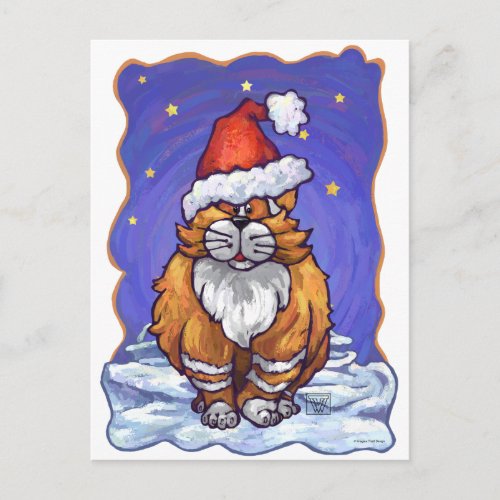 Ginger Cat Christmas Holiday Postcard