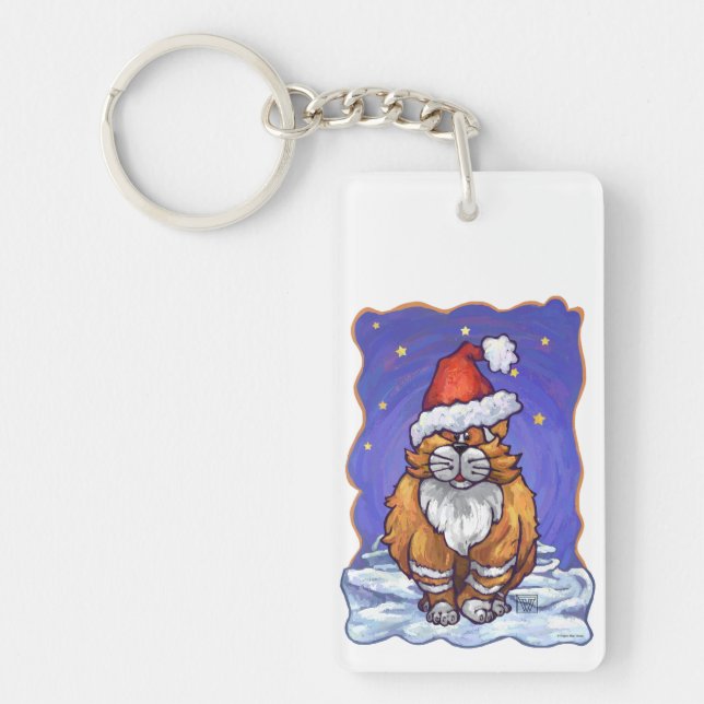 Ginger Cat Christmas Keychain (Front)