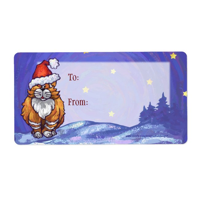 Ginger Cat Christmas Label (Front)