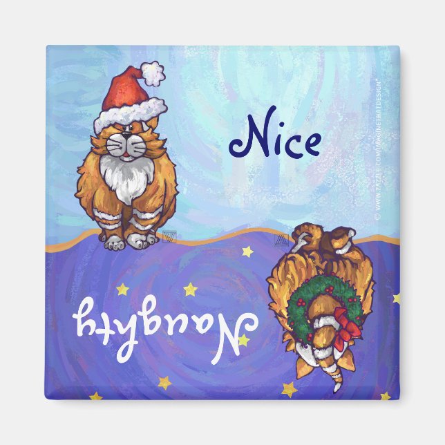 Ginger Cat Christmas Magnet (Front)