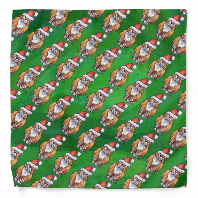 Ginger Cat Christmas On Green Bandana (Front)