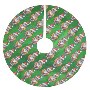 Ginger Cat Christmas On Green Brushed Polyester Tree Skirt