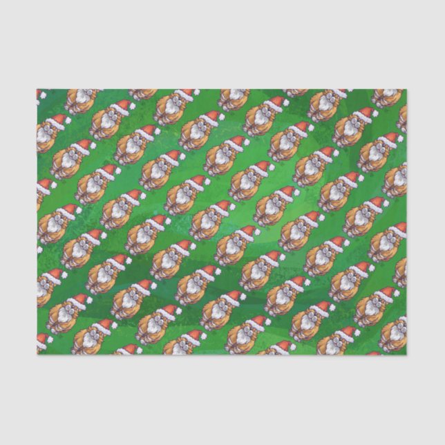 Ginger Cat Christmas On Green Tissue Paper (Front)