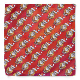Ginger Cat Christmas On Red Bandana