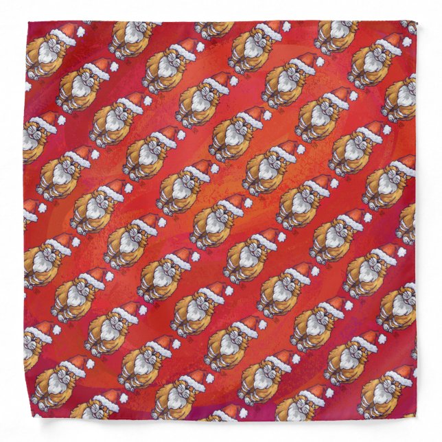 Ginger Cat Christmas On Red Bandana (Front)