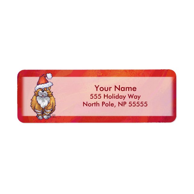 Ginger Cat Christmas On Red Label (Front)