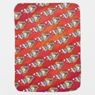 Ginger Cat Christmas On Red Swaddle Blanket