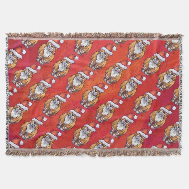Ginger Cat Christmas On Red Throw Blanket (Front)