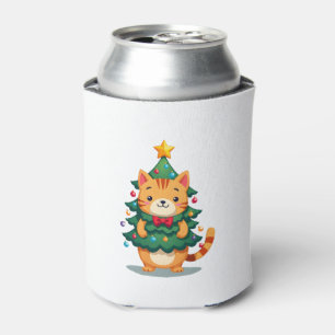 Ginger Cat Christmas Tree Cute Xmas 2 Can Cooler