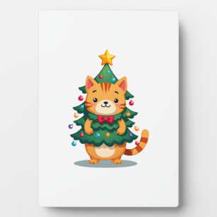 Ginger Cat Christmas Tree Cute Xmas 2 Plaque