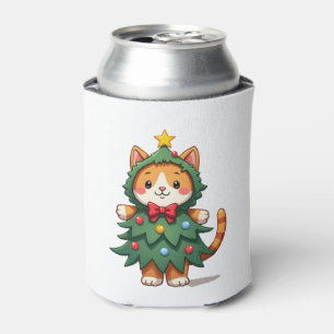 Ginger Cat Christmas Tree Cute Xmas 3 Can Cooler
