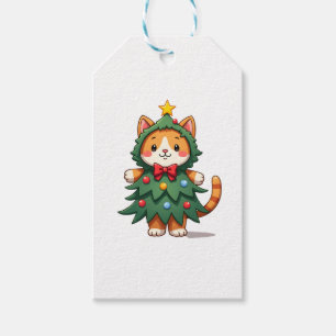 Ginger Cat Christmas Tree Cute Xmas 3 Gift Tags