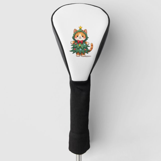 Ginger Cat Christmas Tree Cute Xmas 3 Golf Head Cover (Front)