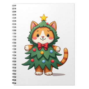 Ginger Cat Christmas Tree Cute Xmas 3 Notebook