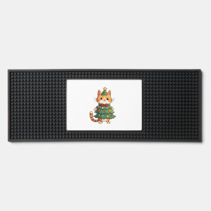 Ginger Cat Christmas Tree Cute Xmas 4 Bar Mat