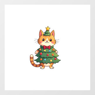 Ginger Cat Christmas Tree Cute Xmas 4 Floor Decals