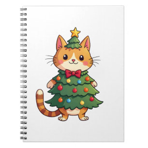 Ginger Cat Christmas Tree Cute Xmas 4 Notebook