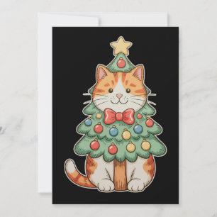 Ginger Cat Christmas Tree Star Ornaments Xmas Invitation