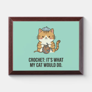 Ginger Cat Crochet Lover Hat Yarn Ball Design Award Plaque