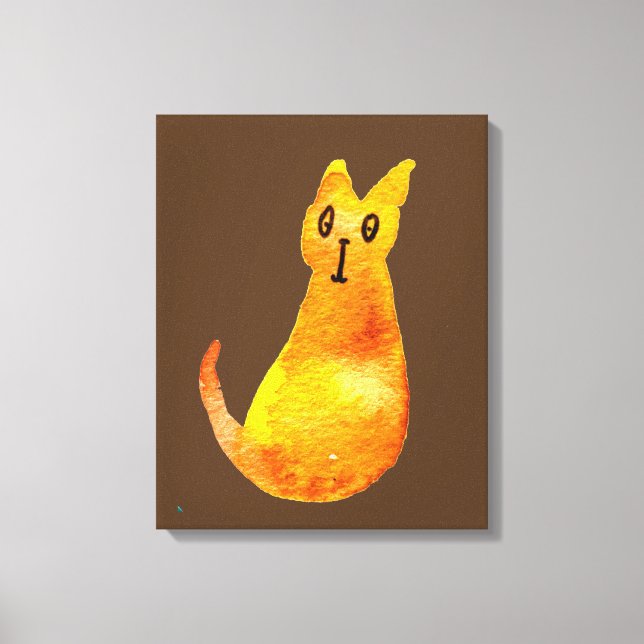 Ginger cat cute watercolor illustration art canvas print (Front)