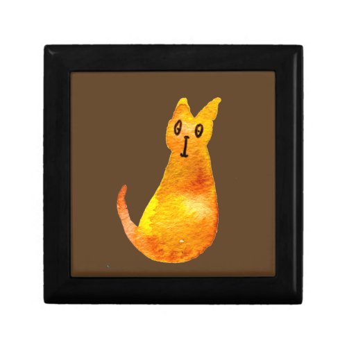 Ginger cat cute watercolor illustration art gift box