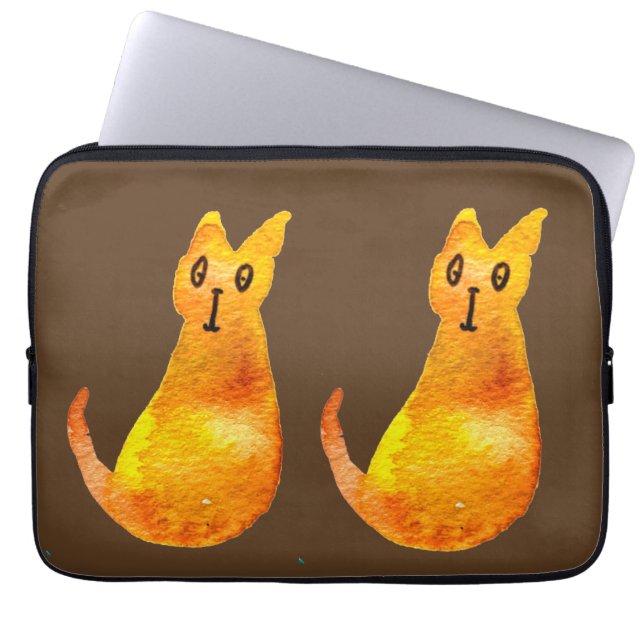 Ginger cat cute watercolor illustration art laptop sleeve (Front)
