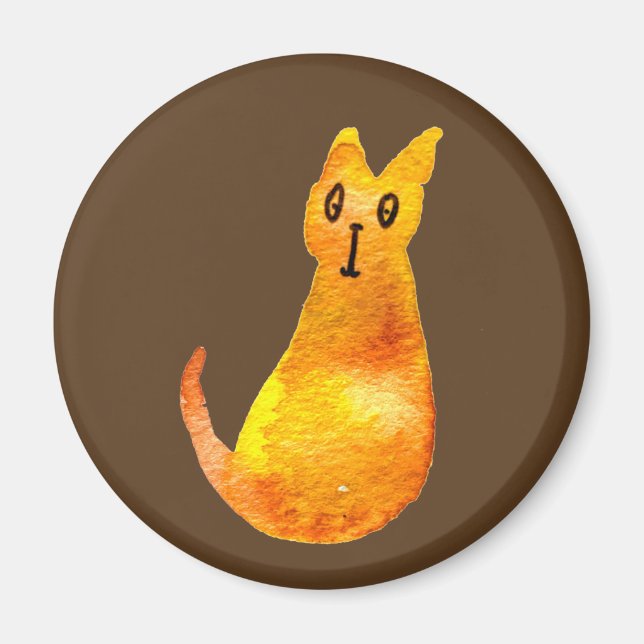 Ginger cat cute watercolor illustration art magnet (Front)