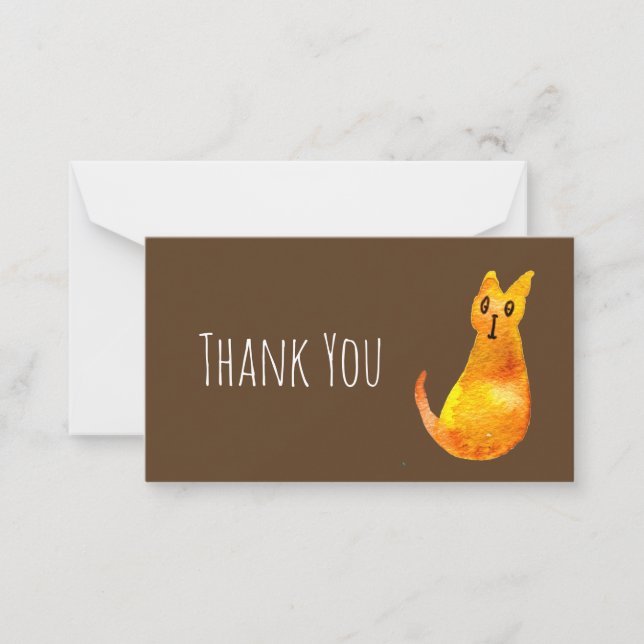 Ginger cat cute watercolor illustration art note card (Front)