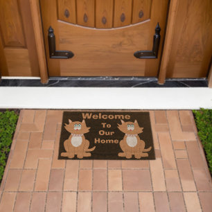 Ginger Cat Design Fiber Doormat