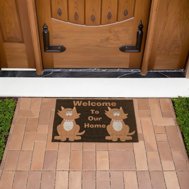 Ginger Cat Design Fiber Doormat (Insitu (Outdoor))