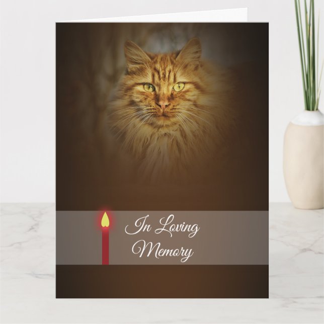 Ginger cat face photo red candle  | Personalize Card (Front)