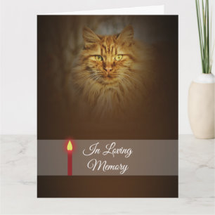 Ginger cat face photo red candle Personalize Card