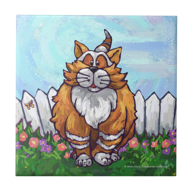Ginger Cat Gifts & Accessories Ceramic Tile (Front)