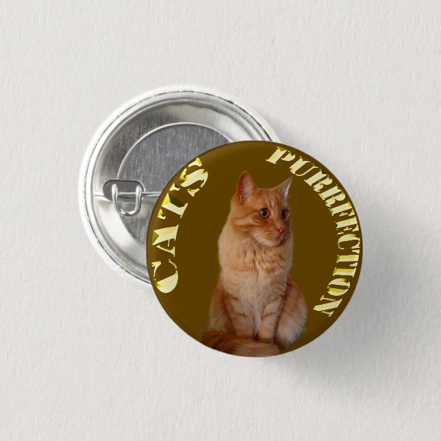 Ginger Cat Gold Coin, Round Badge Button (Front & Back)