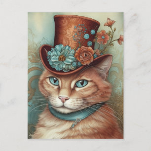 Ginger Cat in a tophat Postcard
