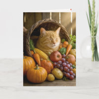Ginger Cat in Thanksgiving Cornucopia