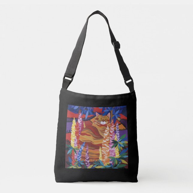 Ginger Cat in the Garden Crossbody Bag (Front)
