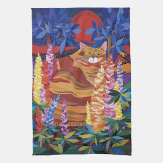 Ginger Cat in the Garden Kitchen Towel