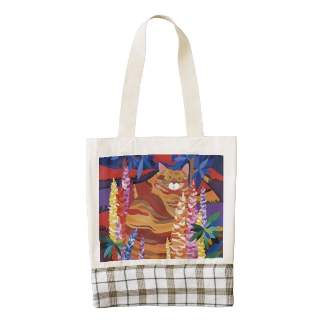 Ginger Cat in the Garden Zazzle HEART Tote Bag (Front)