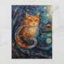 Ginger Cat in the Style of Van Gogh AI Art Postcard
