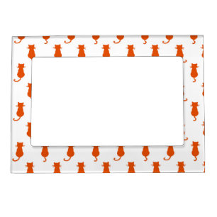 Ginger Cat Isolated on White Polka Dot Pattern Magnetic Frame